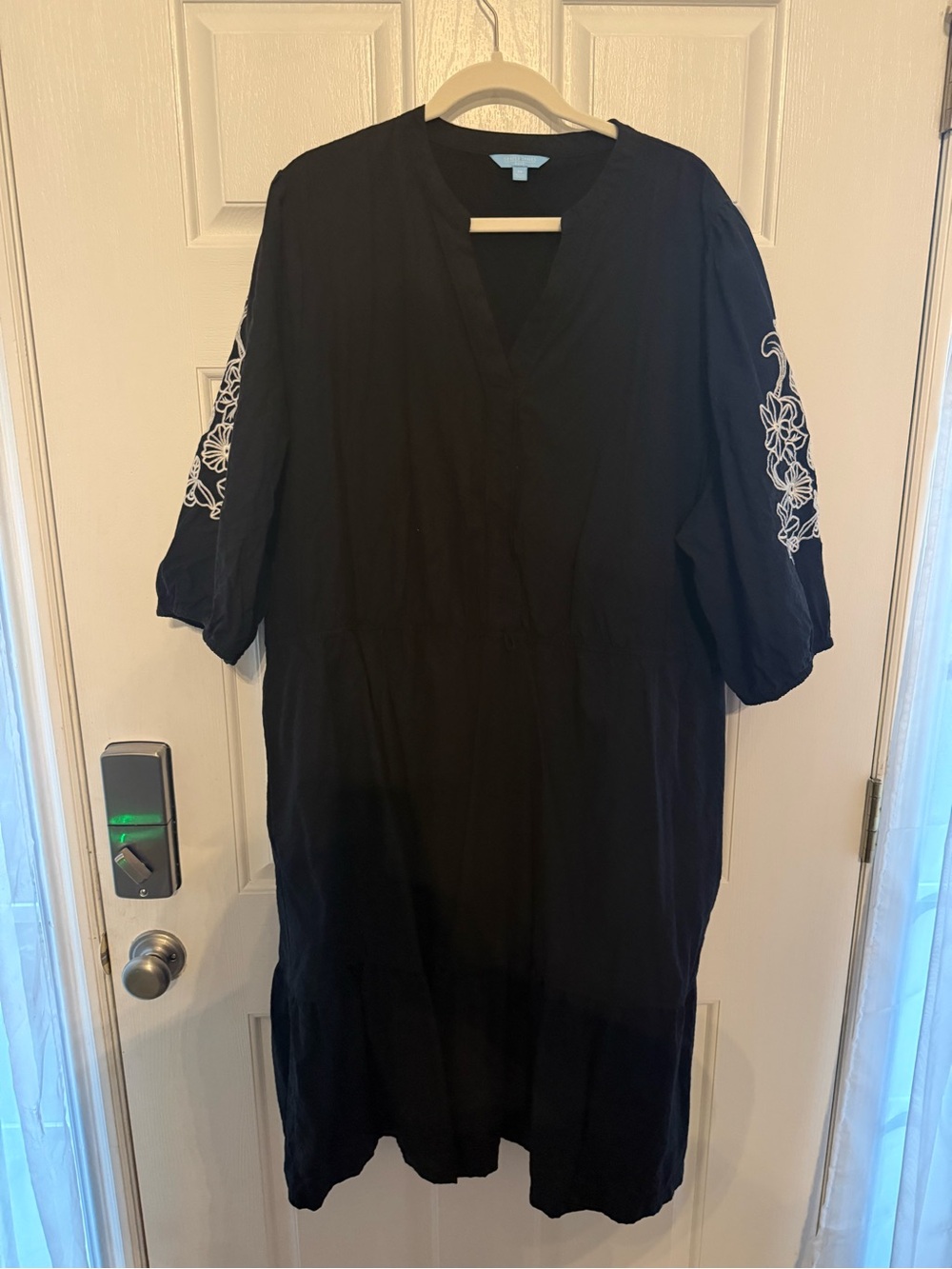 Draper James RSVP Black Embroidered Sleeve Midi Dress 3X